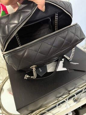 Saint Laurent Black Quilted Leather bag camera large with YSL Hardware